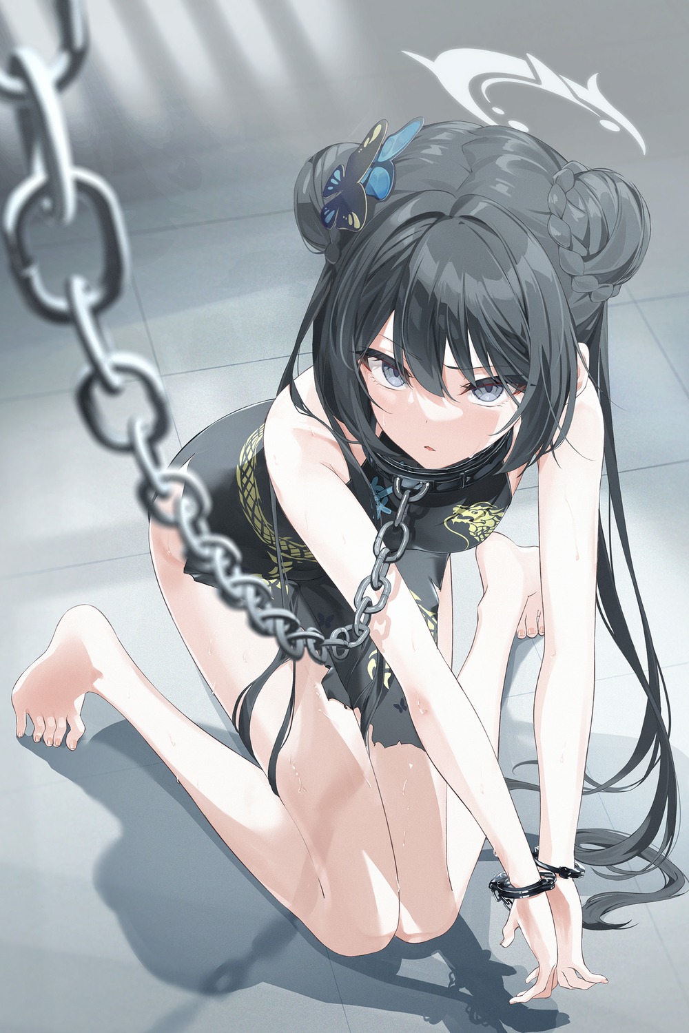 blue_archive bondage chinadress dice_gt halo ryuuge_kisaki torn_clothes