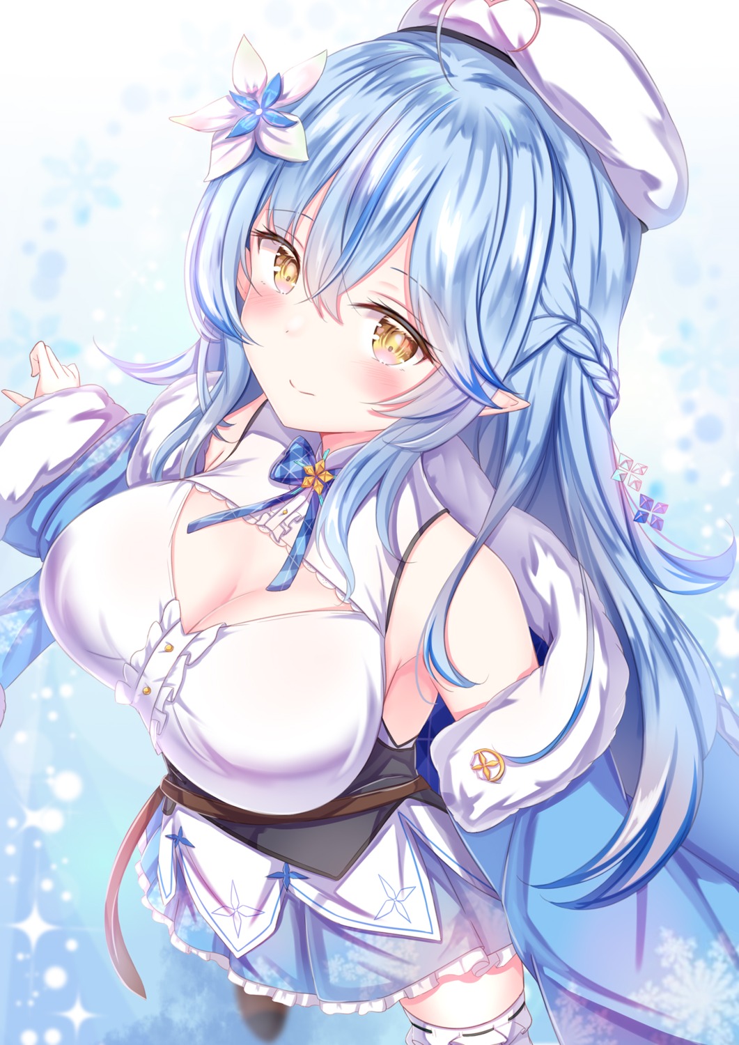 cleavage elf hololive pointy_ears thighhighs yuano yukihana_lamy