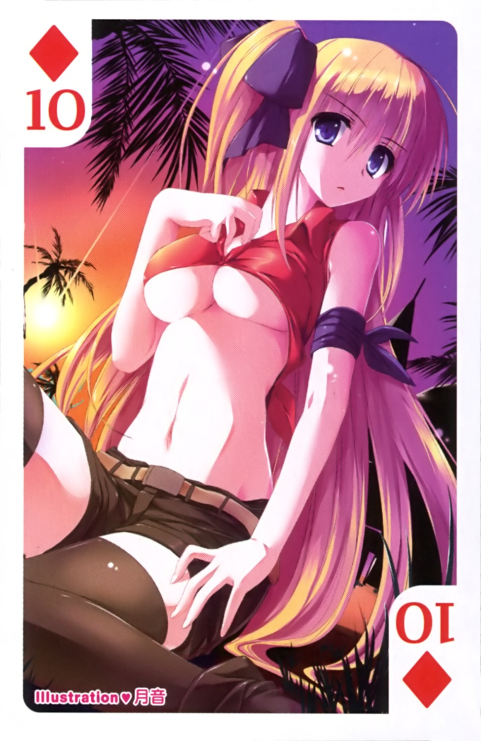 card cleavage no_bra shirt_lift thighhighs tsukinon underboob