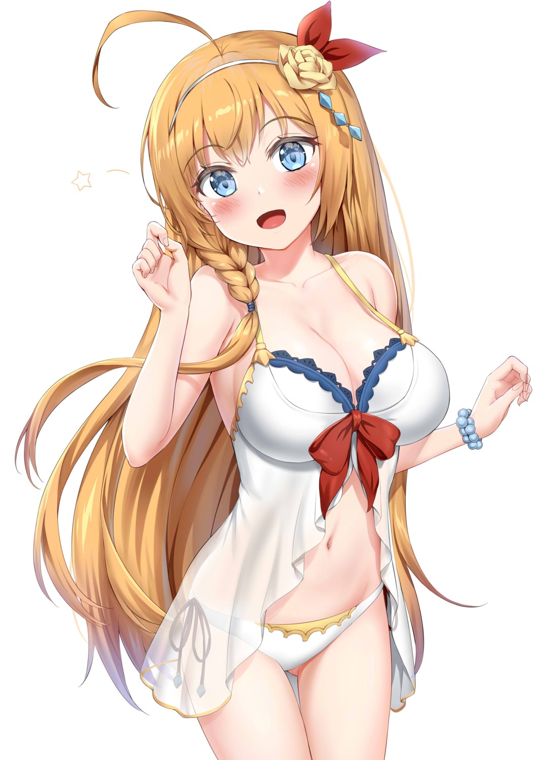 bikini cleavage nedia_r pecorine princess_connect! princess_connect!_re:dive see_through swimsuits