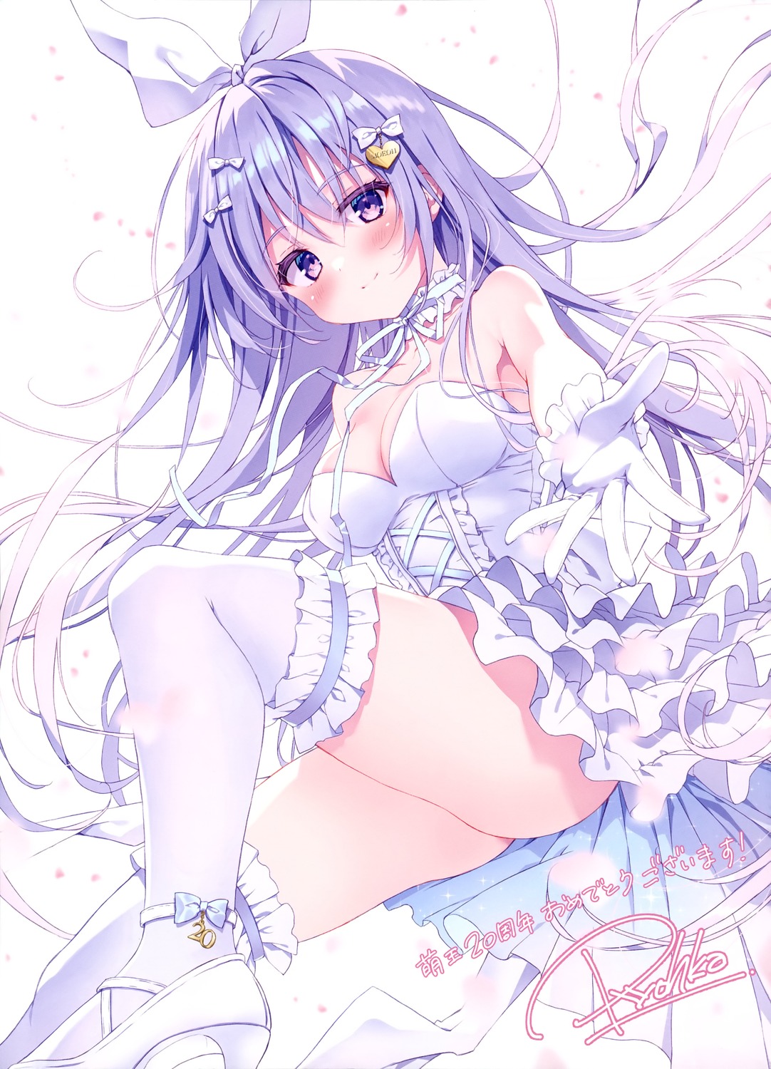 dress heels no_bra nopan ryohka skirt_lift thighhighs