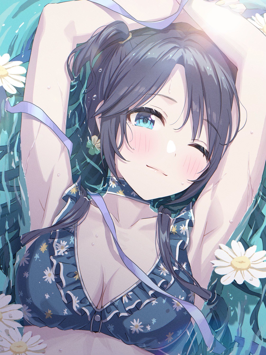 bikini_top cleavage mitsumine_yuika momoimon swimsuits the_idolm@ster the_idolm@ster_shiny_colors wet