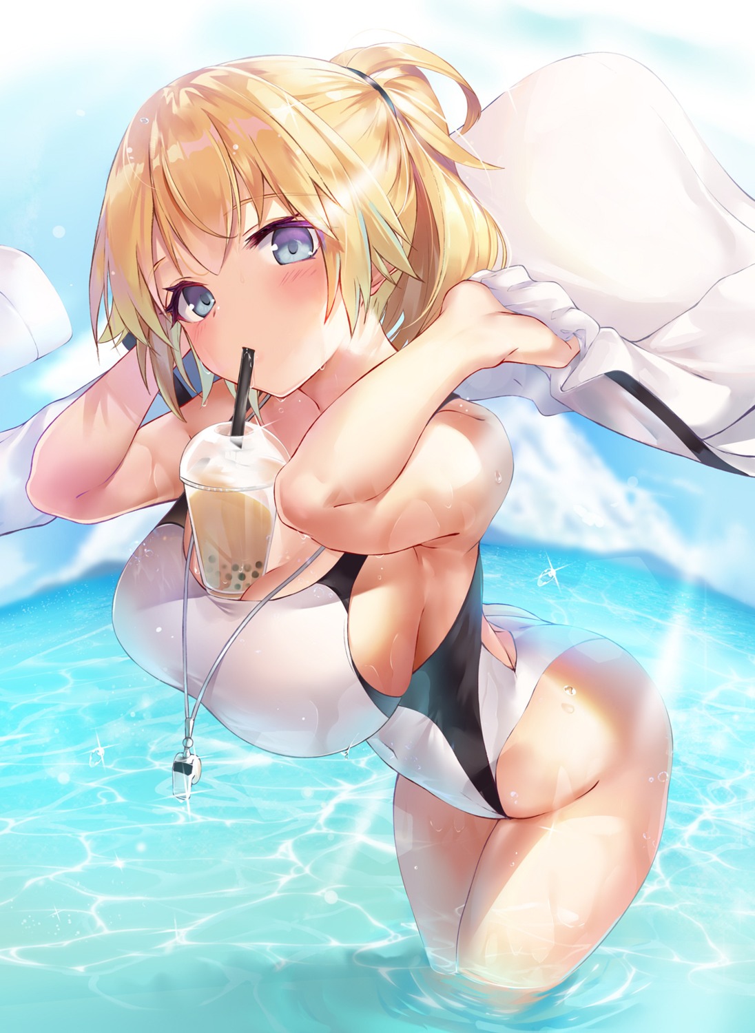 cleavage fate/grand_order jeanne_d'arc jeanne_d'arc_(fate) swimsuits wet