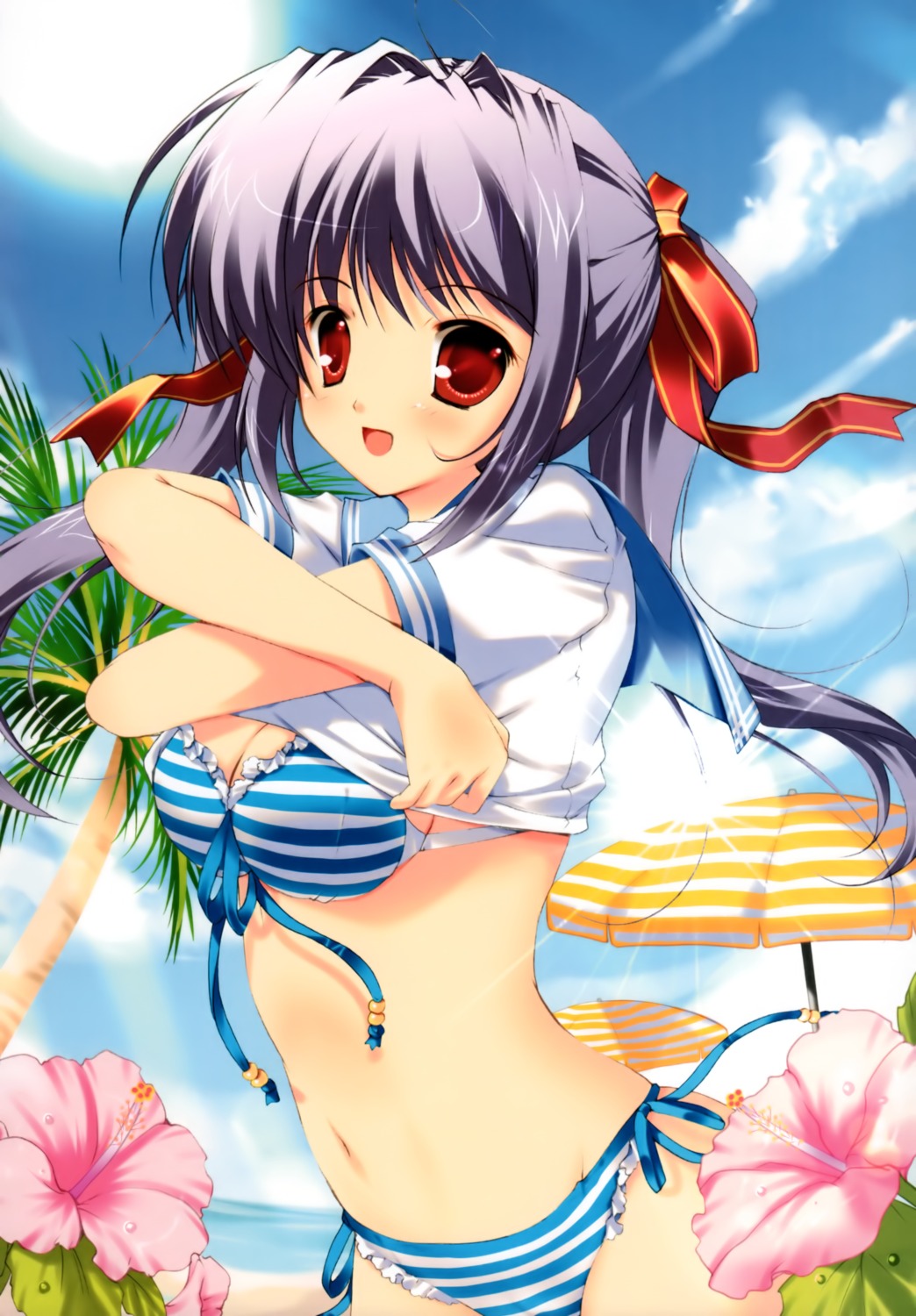 bikini cleavage mikeou overfiltered seifuku swimsuits undressing