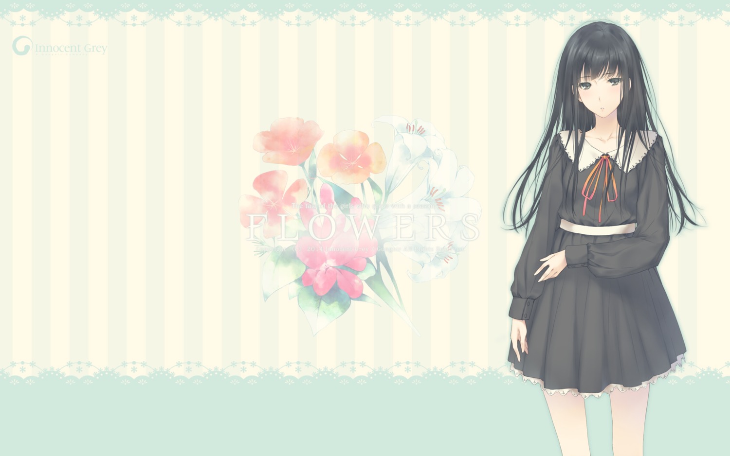 flowers innocent_grey seifuku shirahane_suou sugina_miki wallpaper