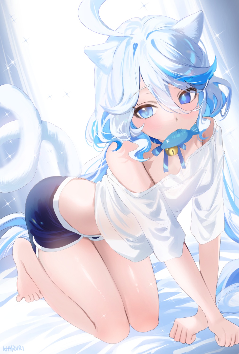 animal_ears furina genshin_impact haruri heterochromia nekomimi tail