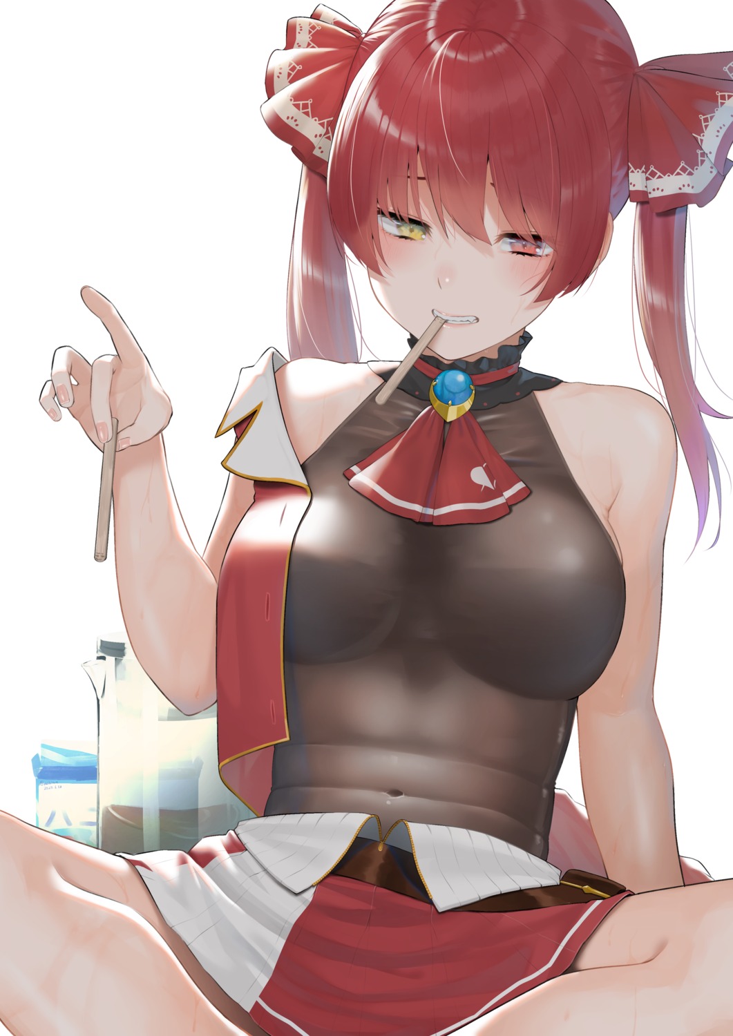 heterochromia hololive houshou_marine rushian skirt_lift