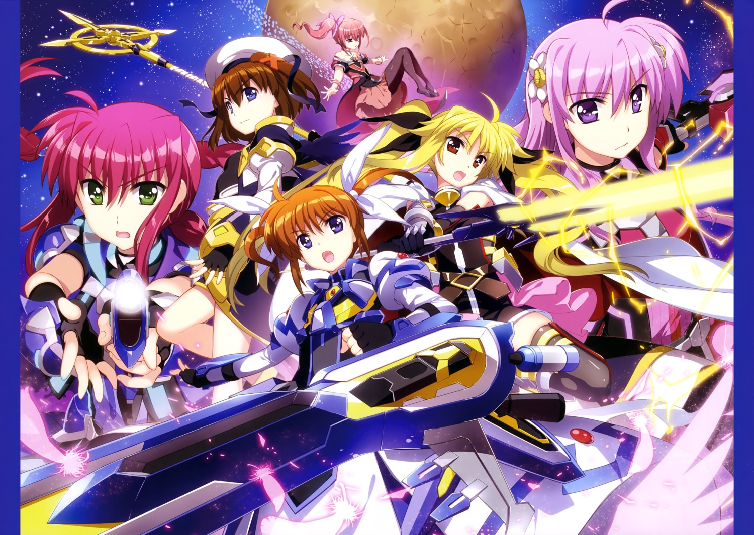 amitie_florian fate_testarossa fujima_takuya iris_(magical_girl_lyrical_nanoha) kyrie_florian mahou_shoujo_lyrical_nanoha mahou_shoujo_lyrical_nanoha_reflection pantyhose possible_duplicate sword takamachi_nanoha weapon yagami_hayate