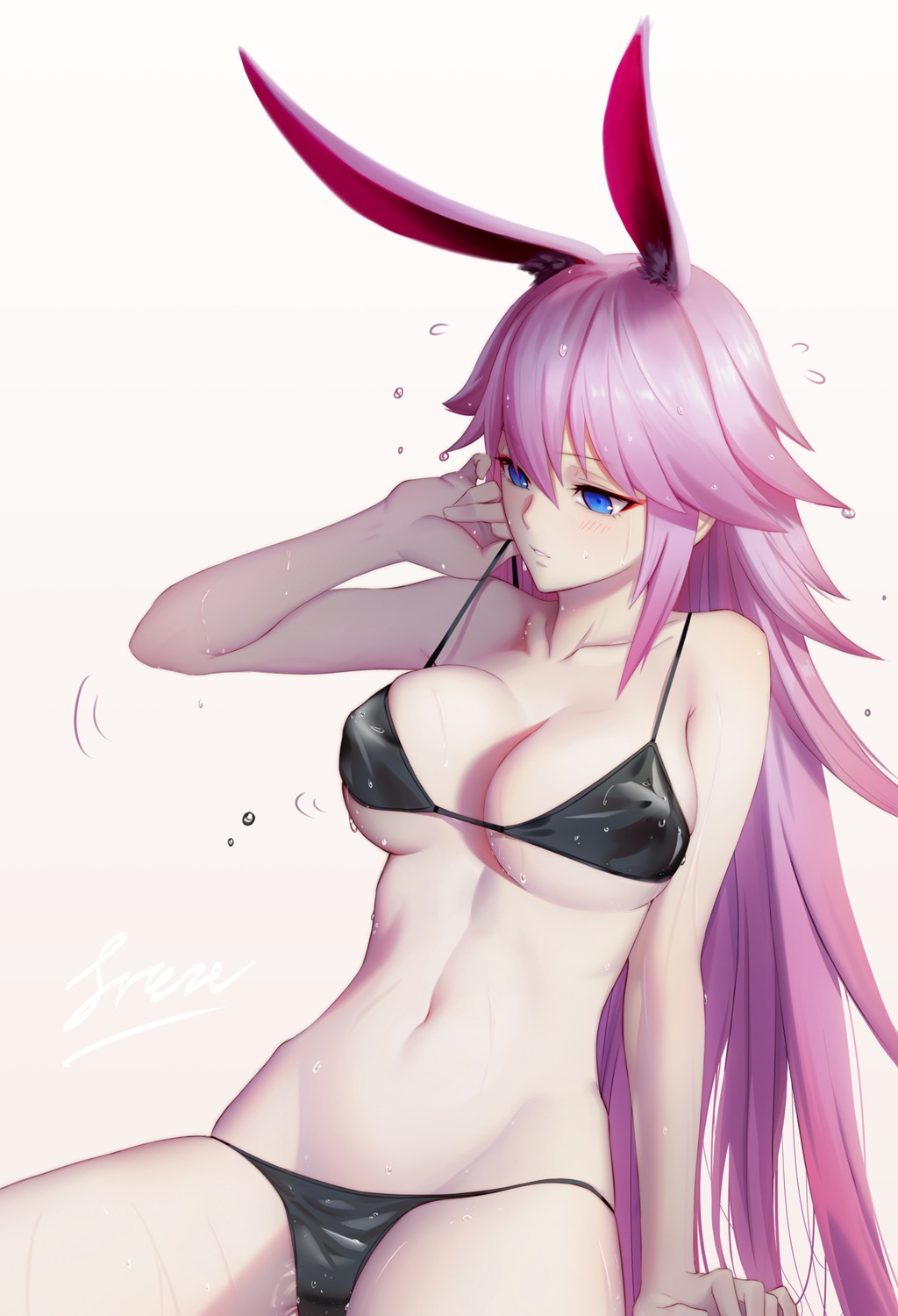 animal_ears benghuai_xueyuan bikini bunny_ears freze swimsuits yae_sakura_(benghuai_xueyuan)