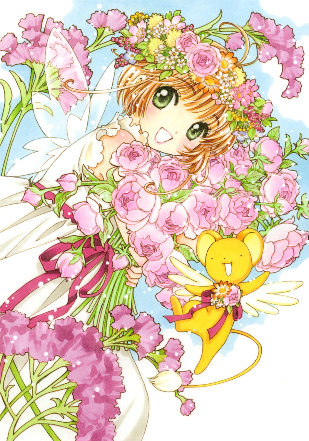 card_captor_sakura clamp dress kerberos kinomoto_sakura wings