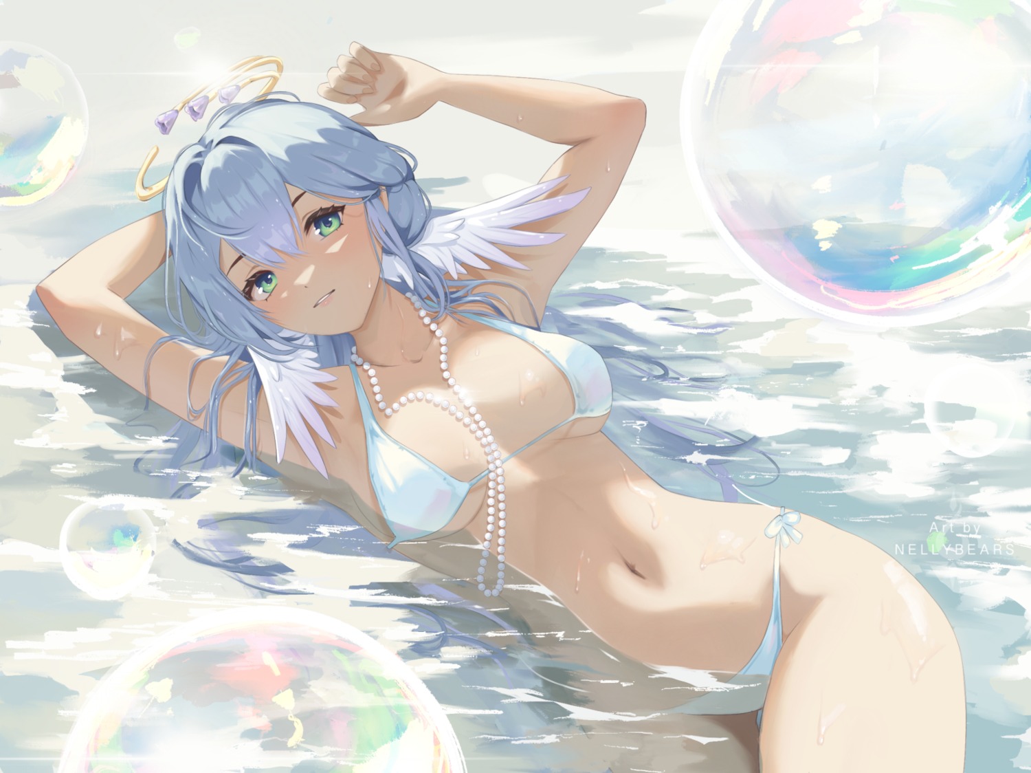 bikini halo honkai:_star_rail nellybears robin swimsuits wet wings