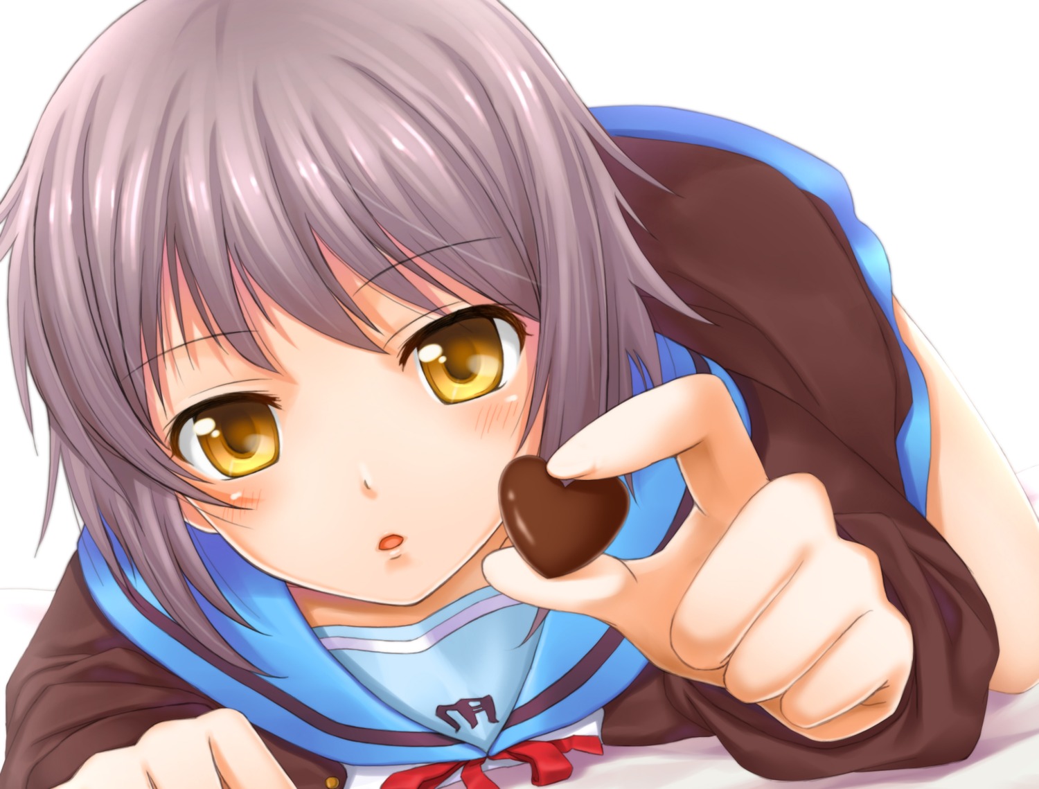 chobipero nagato_yuki seifuku suzumiya_haruhi_no_yuuutsu valentine