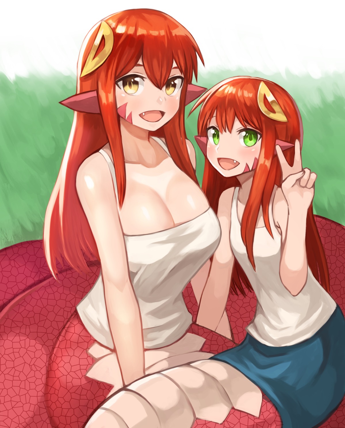 miia_(monster_musume) monster_girl monster_musume_no_iru_nichijou no_bra pointy_ears sookmo