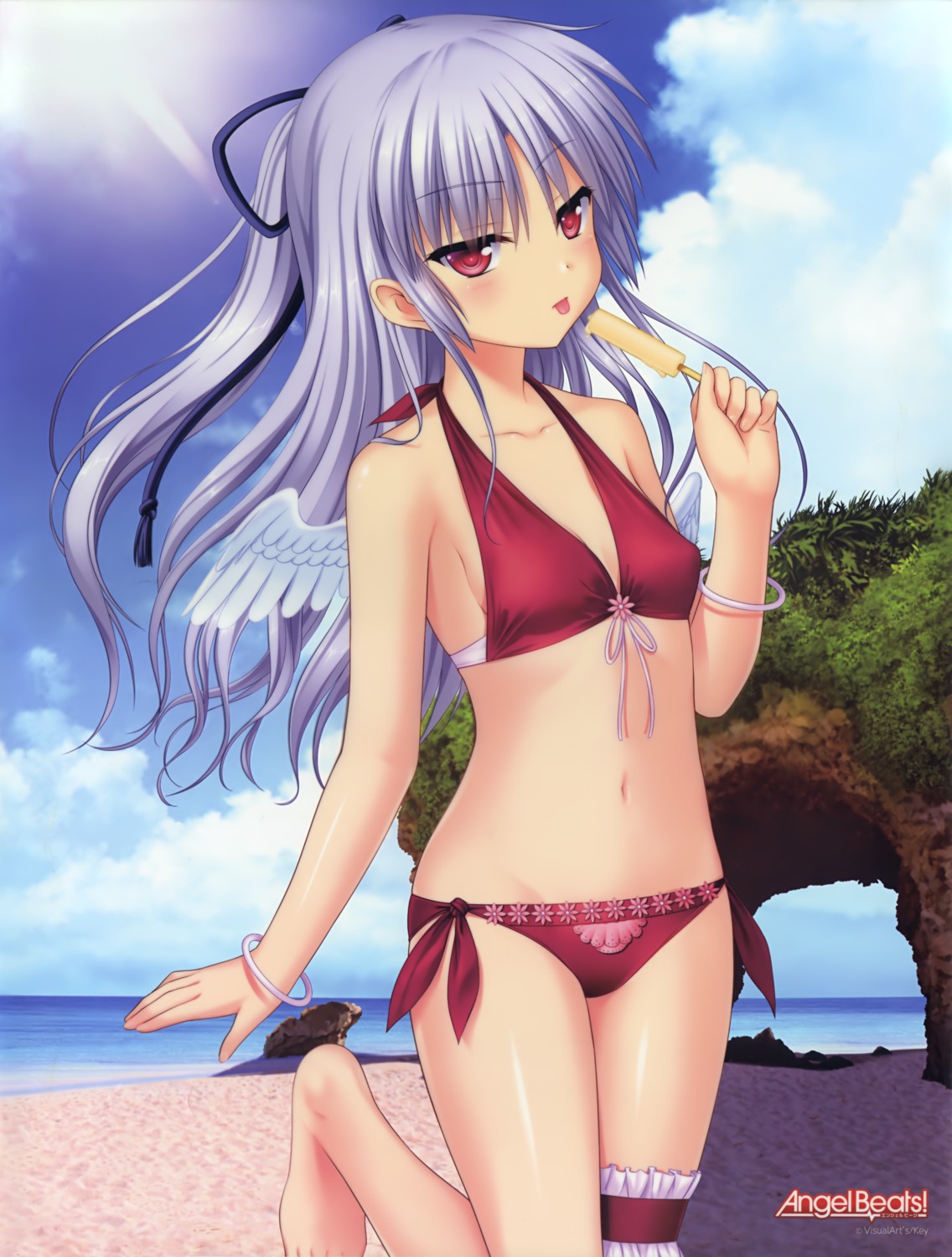 akame_tenshi angel_beats! bikini cleavage garter key na-ga swimsuits tachibana_kanade