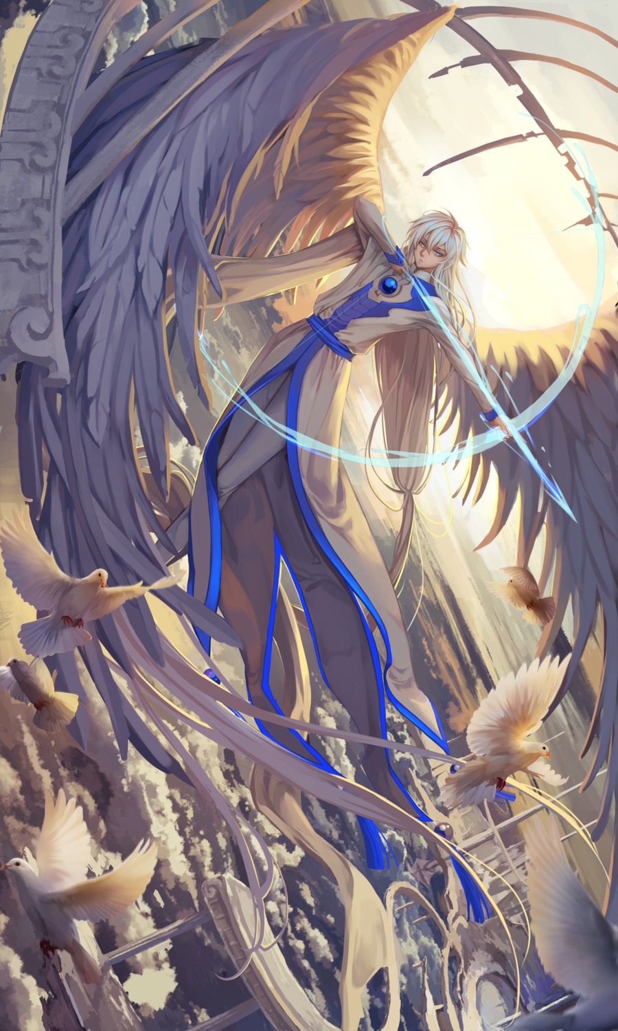 ana_bi card_captor_sakura male sword wings yue