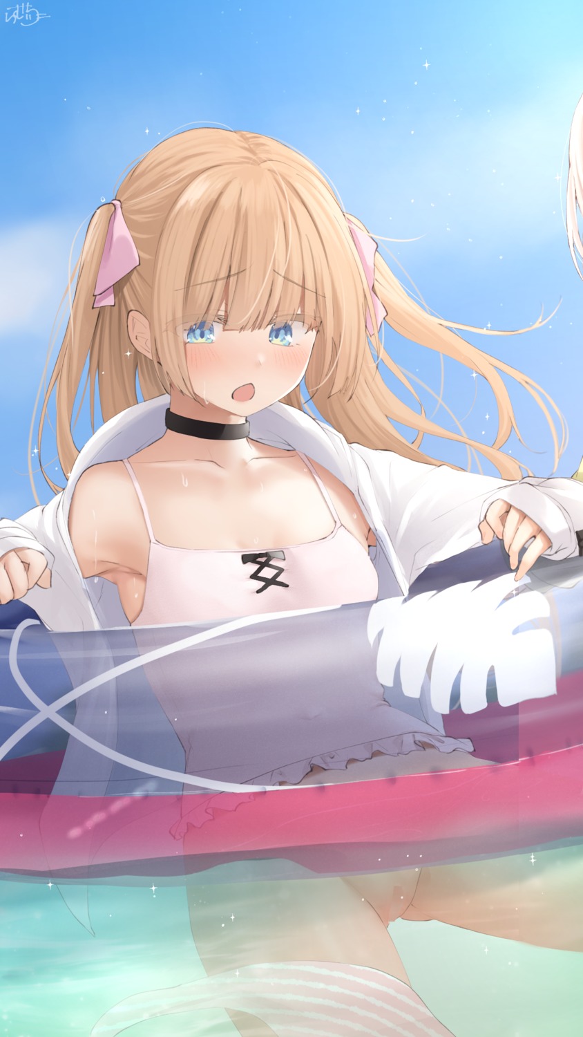 censored hime-chan_(ramchi) panty_pull pussy ramchi swimsuits wardrobe_malfunction wet
