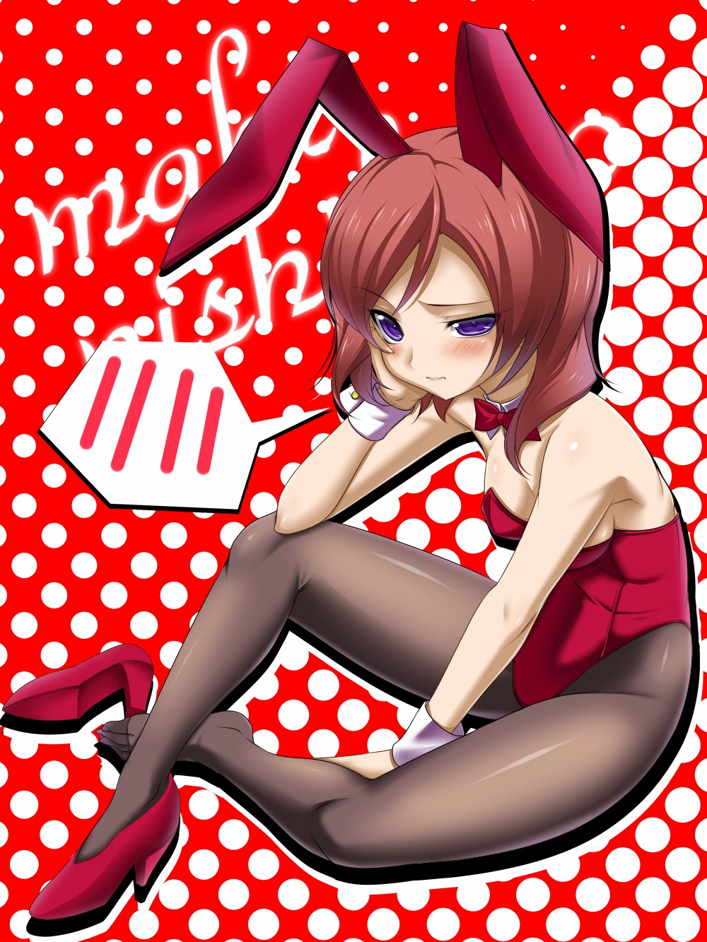 animal_ears bunny_ears bunny_girl cleavage heels love_live! mino106 nishikino_maki pantyhose