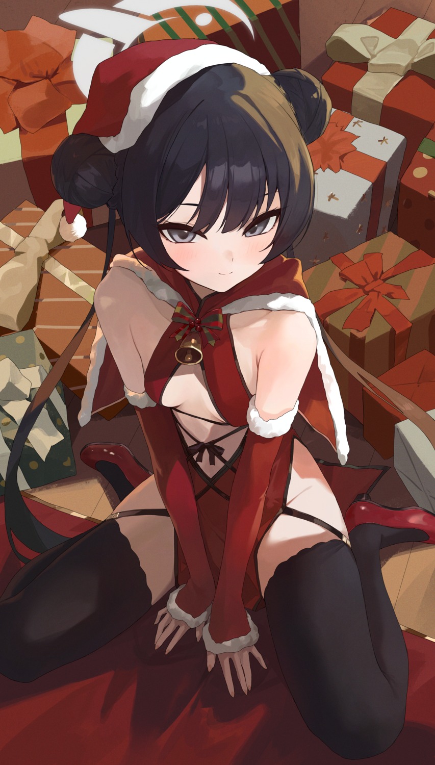 blue_archive christmas halo heels loli no_bra ryuuge_kisaki stockings thighhighs toi1et_paper