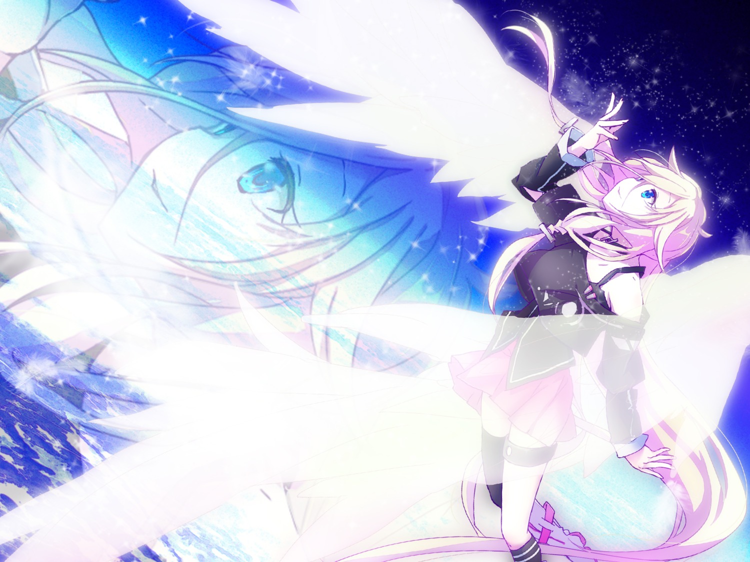 garter haru_aki ia_(vocaloid) landscape thighhighs vocaloid wallpaper wings