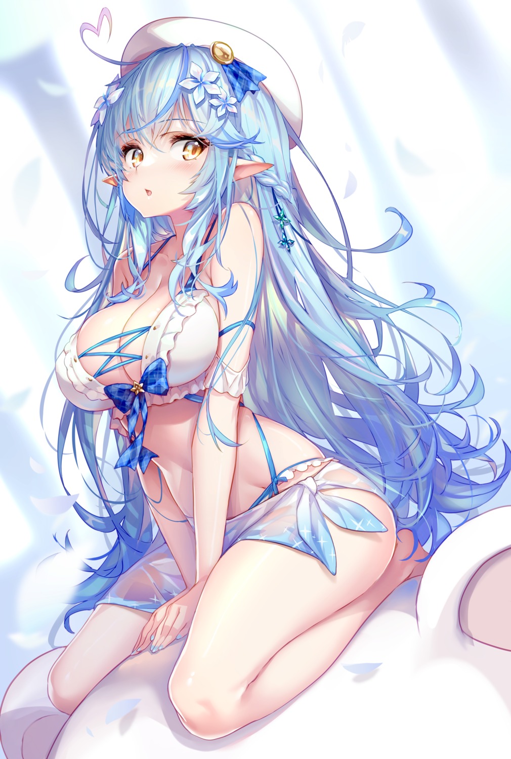 bikini elf hololive hong_(white_spider) pointy_ears swimsuits yukihana_lamy