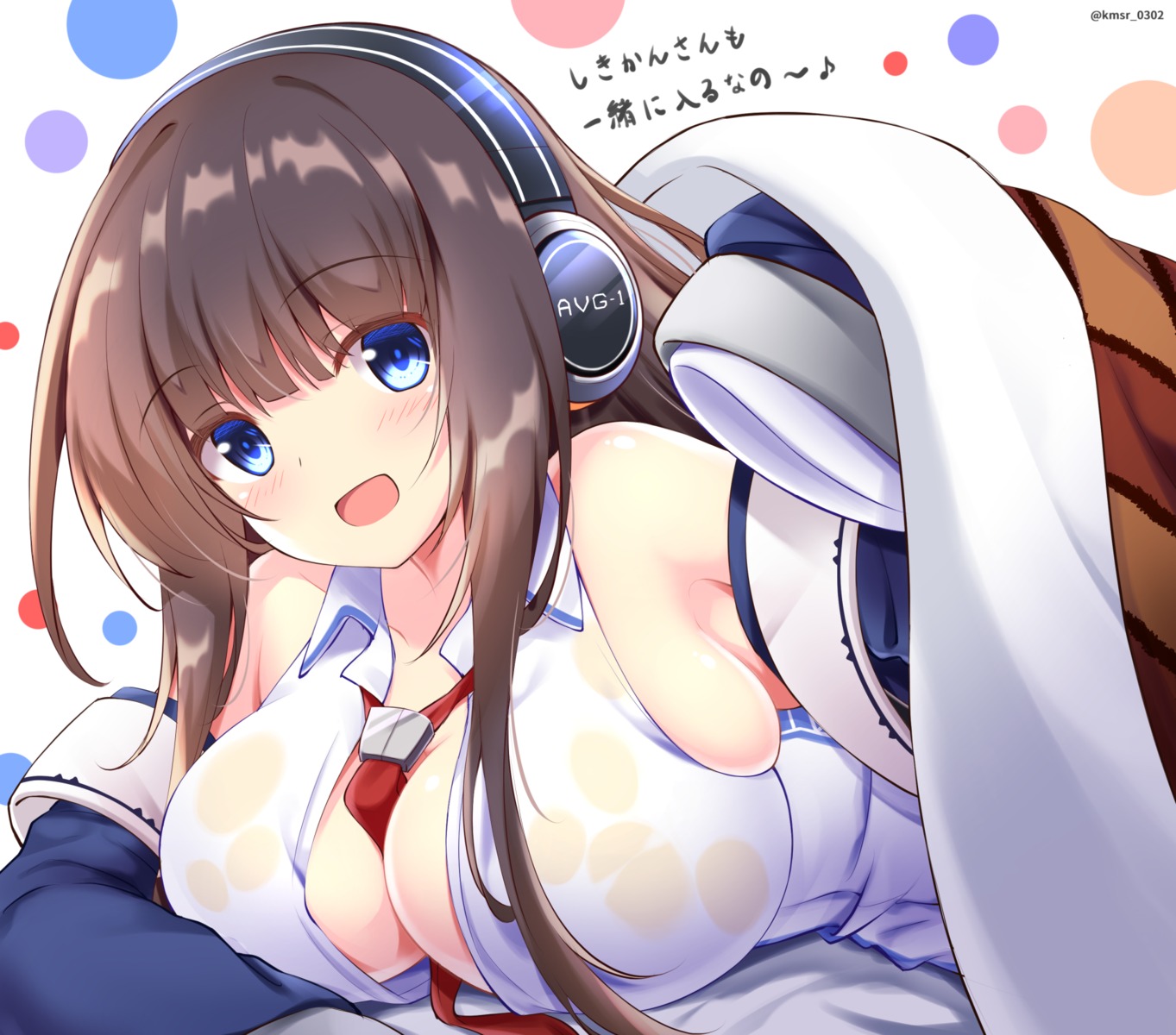 azur_lane headphones kamishiro_(rsg10679) long_island_(azur_lane) no_bra open_shirt see_through