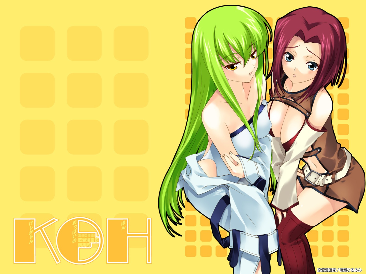 c.c. cleavage code_geass kallen_stadtfeld naruse_hirofumi open_shirt ren-ai_mangaka wallpaper