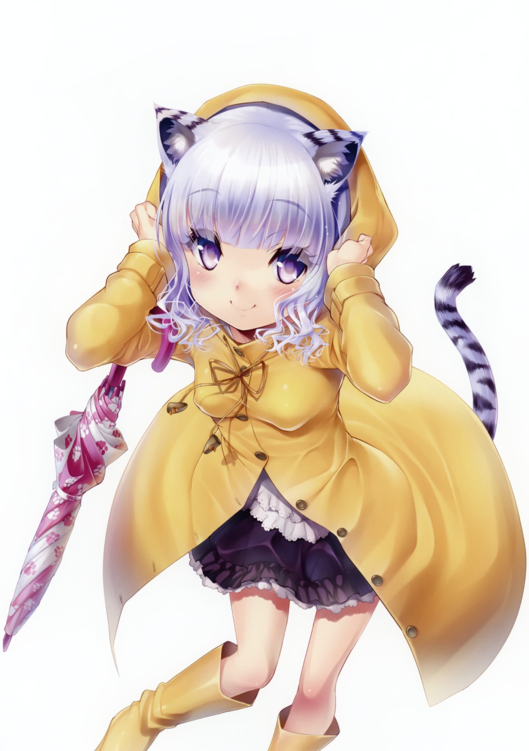 animal_ears dress sorimura_youji tail umbrella