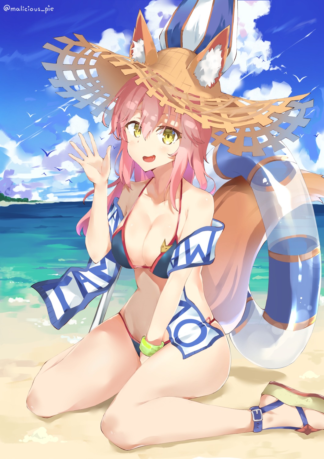 animal_ears bikini fate/grand_order maliciouspie!!! swimsuits tail tamamo_no_mae