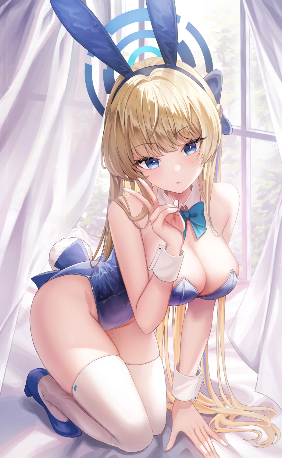 animal_ears asuma_toki blue_archive bunny_ears bunny_girl halo heels no_bra ppudang tail thighhighs