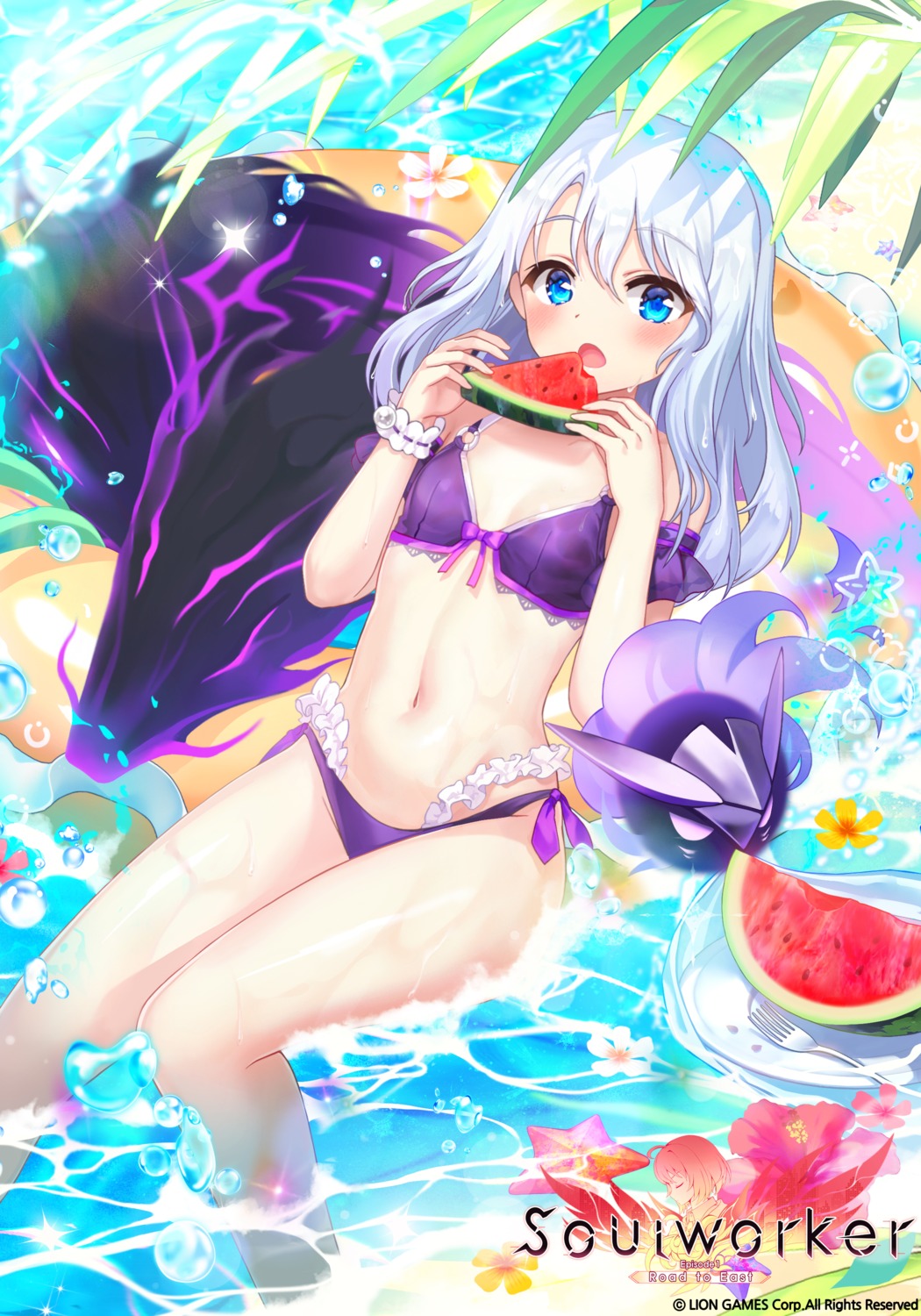 bikini cleavage kyjsogom soul_worker stella_unibell swimsuits wet