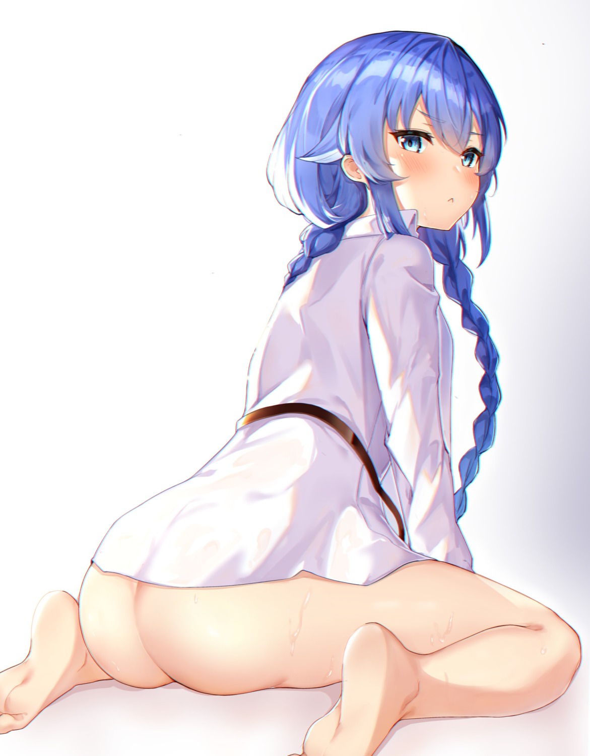 ass bottomless dress_shirt feet mushoku_tensei roxy_migurdia tiguruvurumudo_vuorun wet