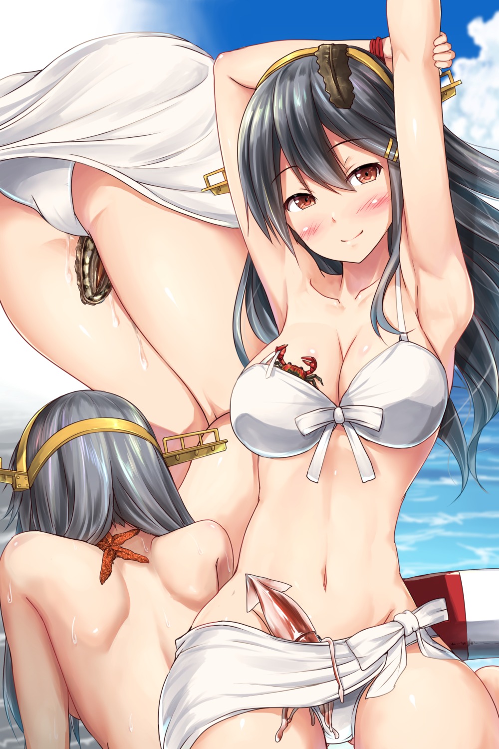 bikini cleavage haruna_(kancolle) ichikawa_feesu kantai_collection swimsuits