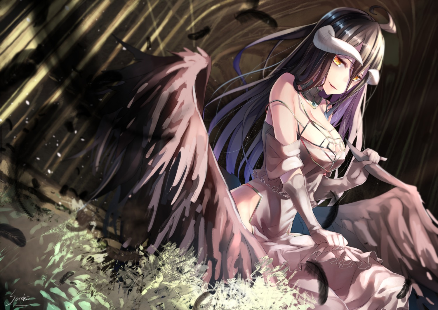 albedo_(overlord) dress horns overlord saraki wings