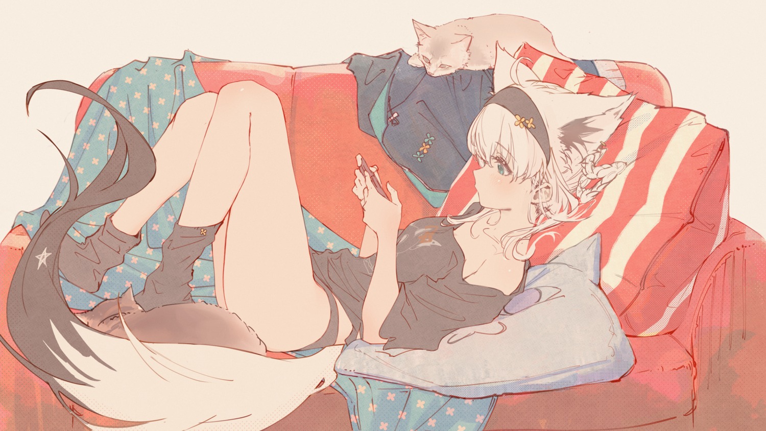 animal_ears hololive hololive_gamers hyde_(tabakko) kitsune no_bra pantsu shirakami_fubuki tail