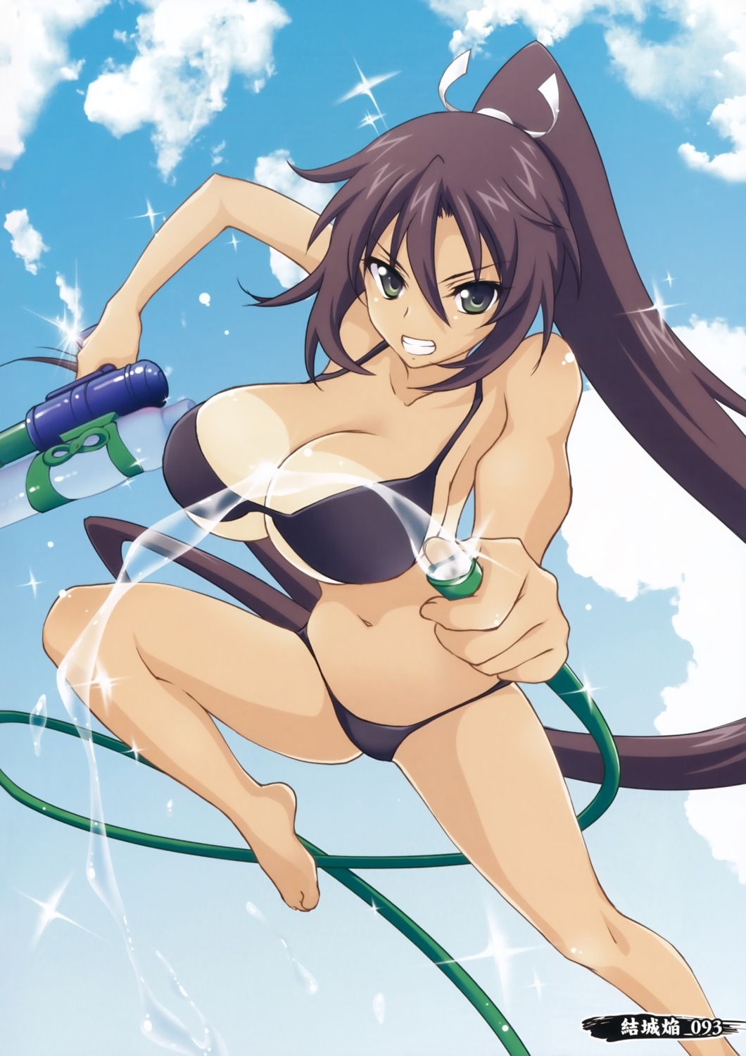 bikini cleavage gun homura_(senran_kagura) screening senran_kagura swimsuits tan_lines underboob yuuki_homura