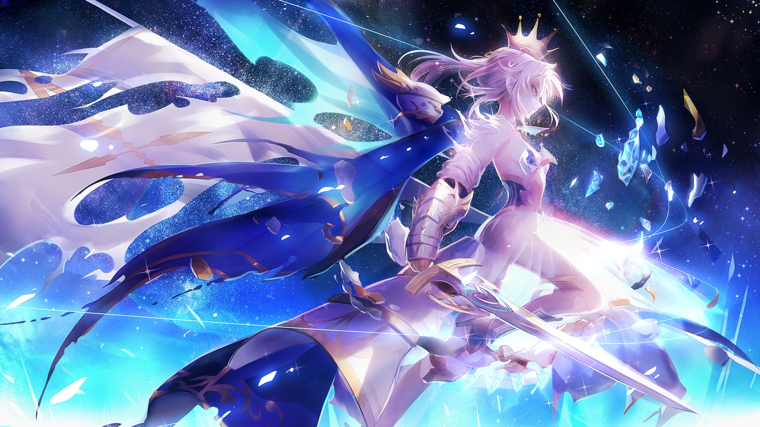 armor clare_(543) dress fate/stay_night no_bra saber see_through sword torn_clothes wallpaper
