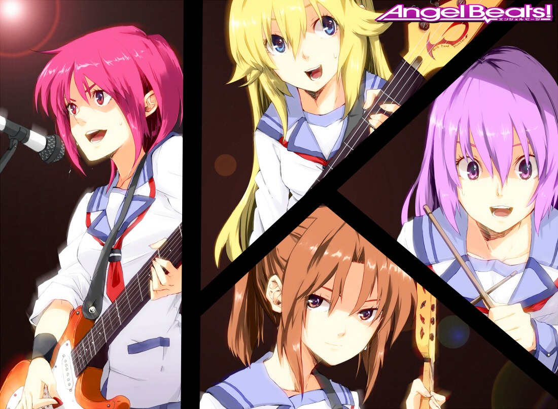 angel_beats! fuchita_hisako guitar irie_miyuki iwasawa_masami n_i_n_o seifuku sekine_shiori