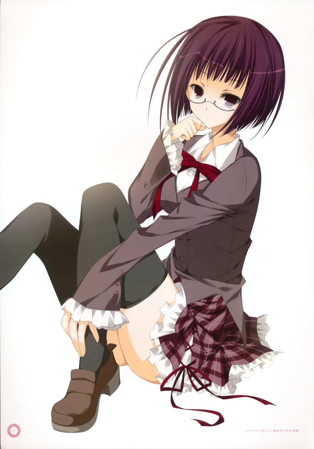 inugami_kira megane minase_runa seifuku seitokai_no_ichizon thighhighs