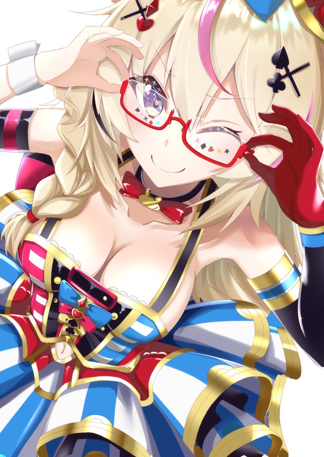 borumete cleavage hololive megane no_bra omaru_polka