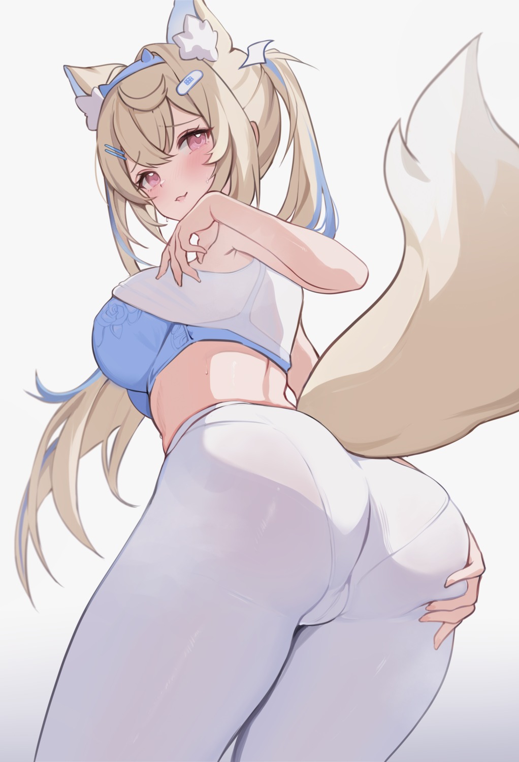 animal_ears ass bra cameltoe fuwawa_abyssgard hololive hololive_english koahri pantsu see_through shirt_lift tail