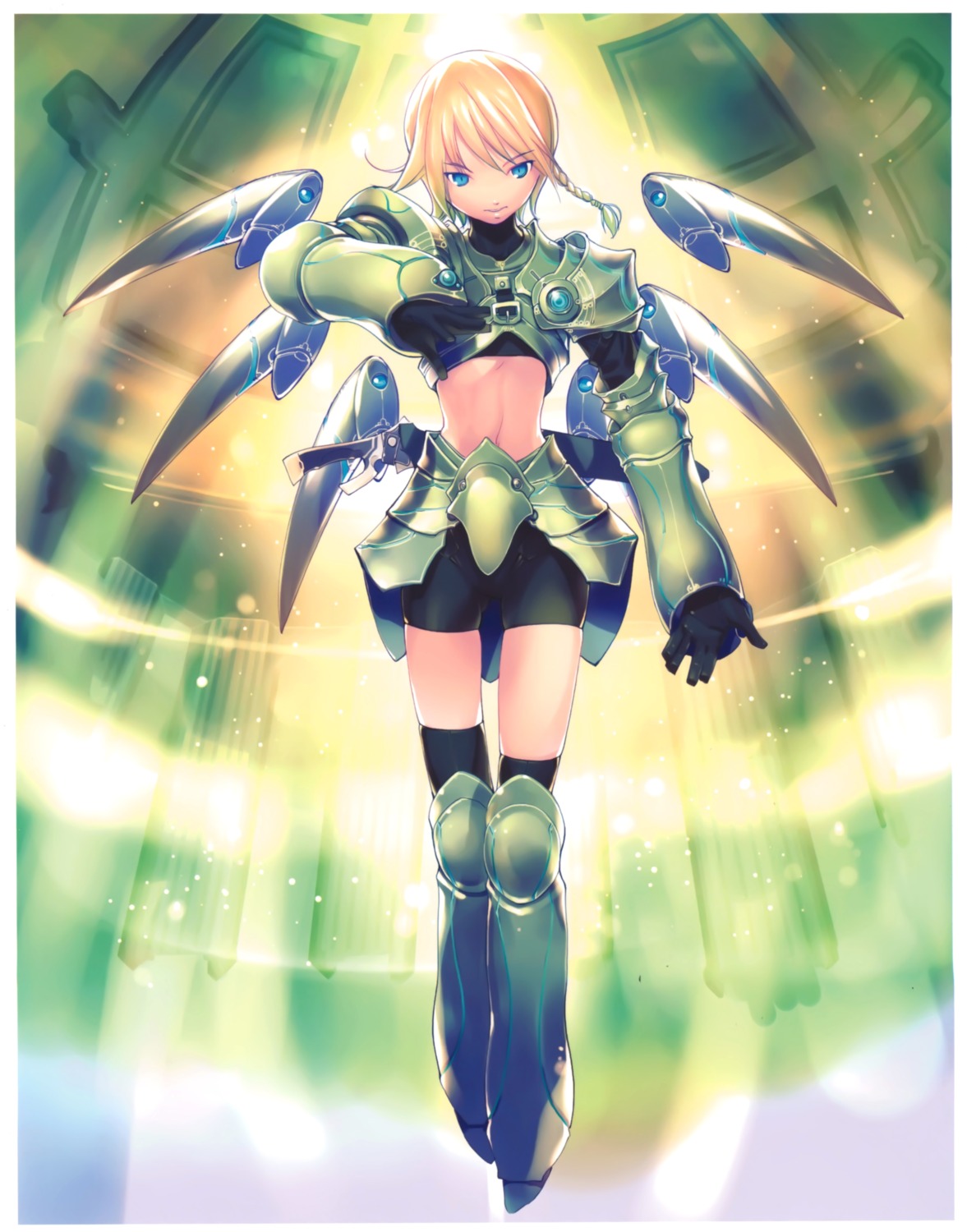 aikura_chihiro armor bike_shorts kaku-san-sei_million_arthur midori_no_kishi thighhighs wings