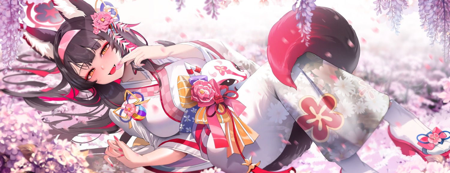 animal_ears blue_archive halo kimono kitsune kosaka_wakamo tail zerocat