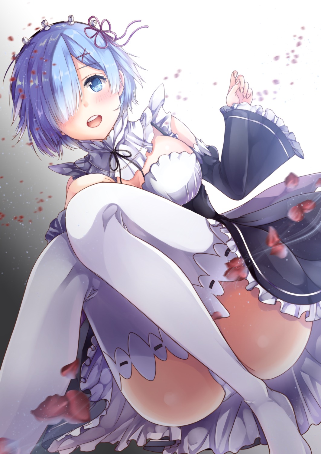 cleavage maid pantsu re_zero_kara_hajimeru_isekai_seikatsu rem_(re_zero) thighhighs yoshida_iyo