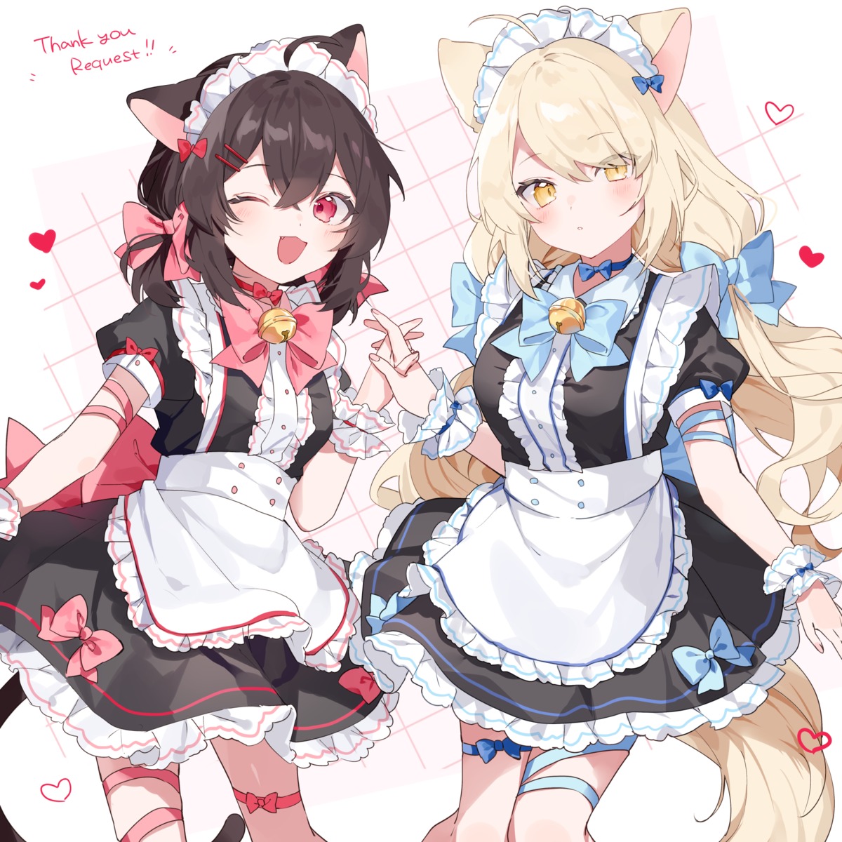 animal_ears cream_(kkyuang) garter maid mary_(kkyuang) mokyuko nekomimi tail waitress