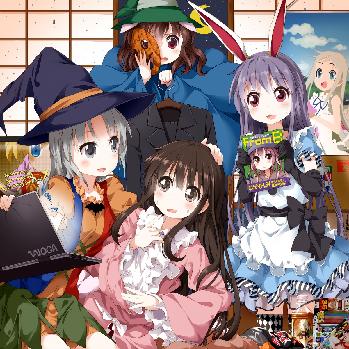 halloween houraisan_kaguya inaba_tewi reisen_udongein_inaba touhou tsurukou yagokoro_eirin