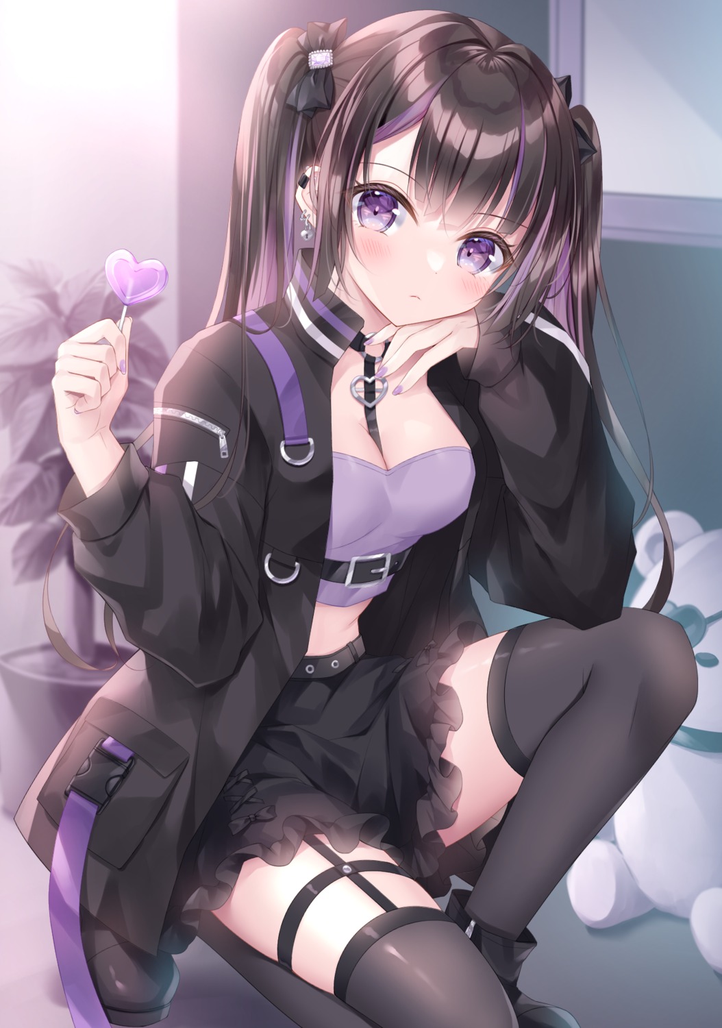 garter kohinata_hoshimi skirt_lift stockings thighhighs