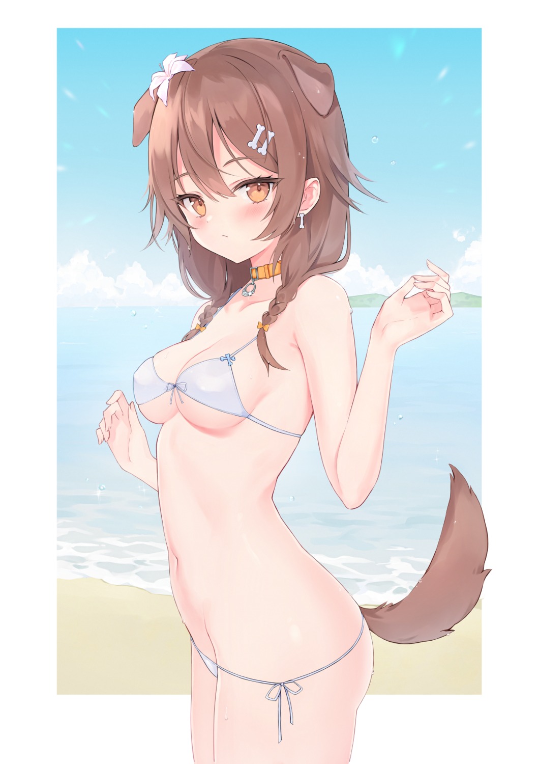 animal_ears bikini erect_nipples hololive hololive_gamers inugami_korone inumimi swimsuits tail yuzuki_(yuzukicture)