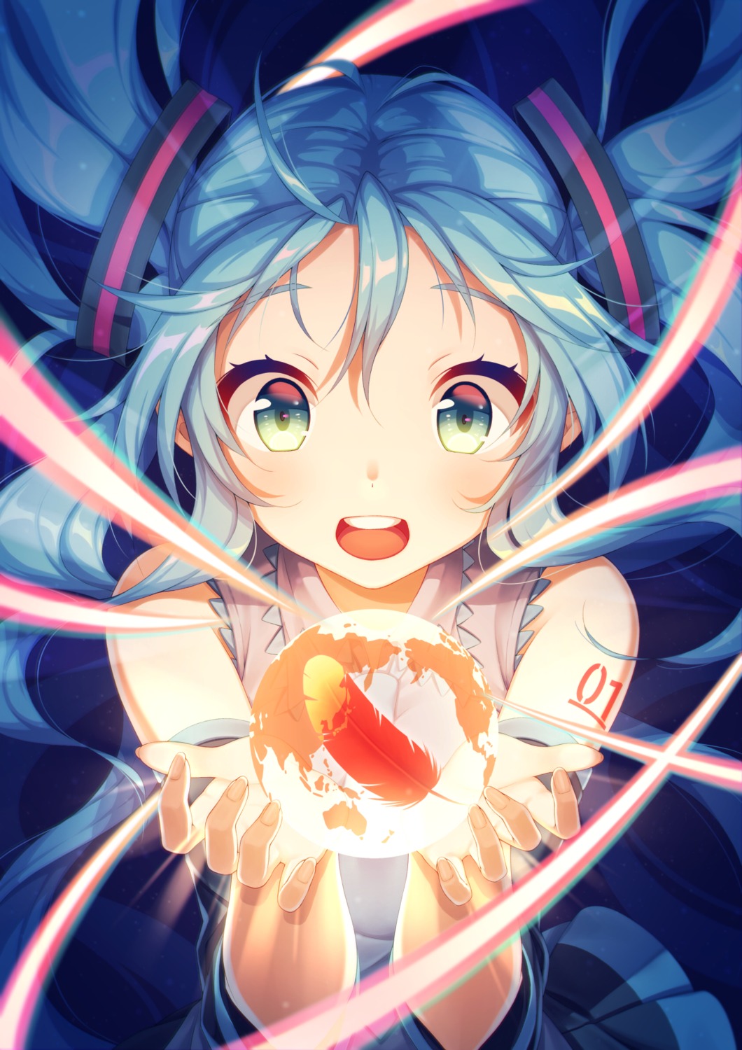 hatsune_miku tattoo vocaloid warabimochi_kinako