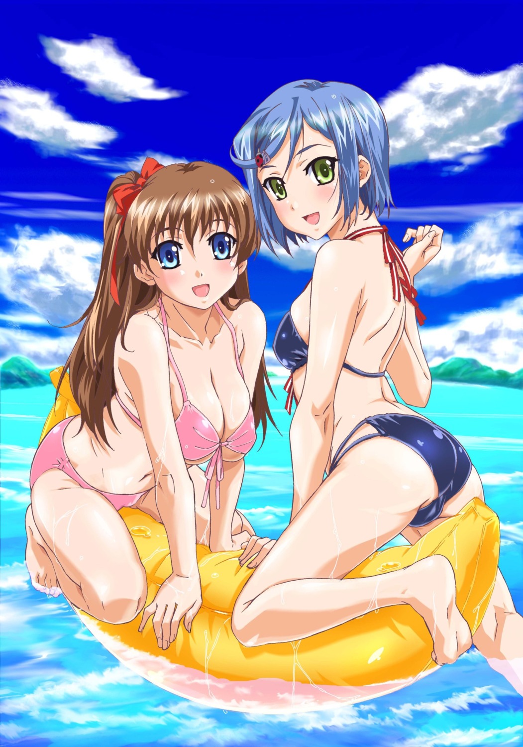 amamiya_momona ass bikini cameltoe happoubi_jin jpeg_artifacts koromogae_maya resort_boin swimsuits wet