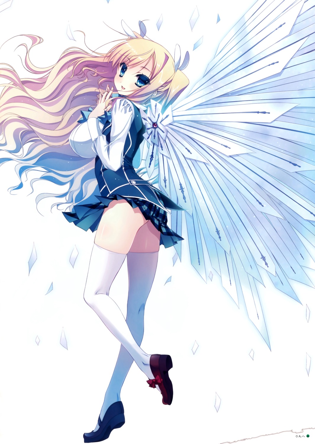 ass heels katagiri_hinata nopan seifuku thighhighs wings